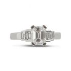 Art Deco Emerald Cut and Four Baguettes Diamond Engagement Ring Top View