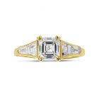 Pear Shape and Tapered Baguettes Diamond Engagement Ring Top View
