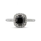 Black Diamond Halo Engagement Ring Top View