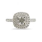 Cushion Cut Double Halo Diamond Engagement Ring Top View