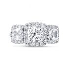 Radiant Cut Trilogy Diamond Engagement Ring Top View