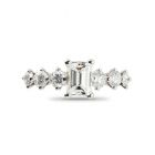 Emerald Cut Seven Stones Design Diamond Engagement Ring
