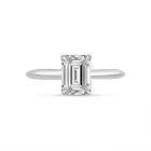 Four Claw Solitaire Emerald Cut Diamond Engagement Ring Top View