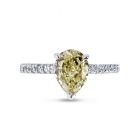 Fancy Yellow Pear Shaped Micro Setting Diamond Engagement Ring Top View