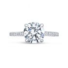 Four Claw Round Cut Claw Setting Diamond Engagement Ring Top View