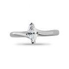 Four Claw Solitaire Twist Marquise Cut Diamond Engagement Ring Top View