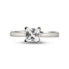Four Claw Tapered Band Princess Cut Slight Twist Engagement Ring Top View