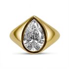 Bezel Pear Shape Signet Style Diamond Engagement Ring