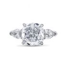 Oval Cut Side Trilliant Diamond Engagement Ring Side View