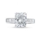 Large Cushion Channel Set Princess Band Diamond Engagement Ring