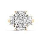 Large Radiant Cut Trapezoids Trilogy Yellow Gold Diamond Engagement Ring