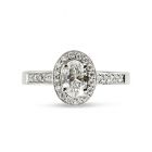 Oval Cut Diamond Halo Pave Setting Engagement Ring Top View