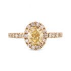 Oval Cut Micro Setting Diamond Halo Engagement Ring Top View