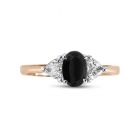 Oval Cut Side Trilliant Diamond Engagement Ring Side View