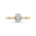 Emerald Cut and Tapered Baguettes Diamond Engagement Ring Top View