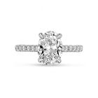 Four Claw Oval Cut Diamond Micro Setting Engagement Ring