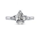 Pear Cut With Pair of Pear Shape Side Stones Diamond Engagement Ring Top View