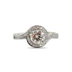 Round Cut Diamond Twist Halo Pave Setting Engagement Ring Top View