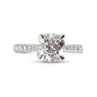Round Cut Pave Setting Solitaire No Gallery Diamond Engagement Ring Top View