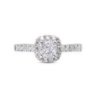Round Diamond Cushion Halo Engagement Ring Top View