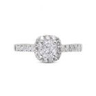 Round Diamond Cushion Halo Engagement Ring Top View