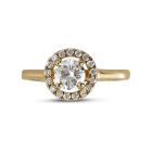 Round Halo Plain Band Diamond Engagement Ring top View