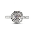 Round Halo Vintage Design Diamond Engagement Ring Tension SettingTop View