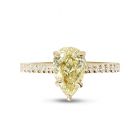 Yellow Gold Five Claw Pear Shaped Micro Setting Diamond Engagement Ring Top View