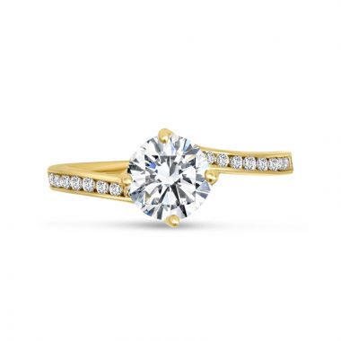 Yellow Gold Twist Pave Diamond Engagement Ring Top View