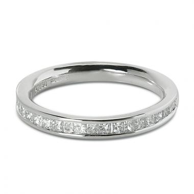 2.7mm Channel Setting Princess Cut Half Band Diamond Wedding Ring