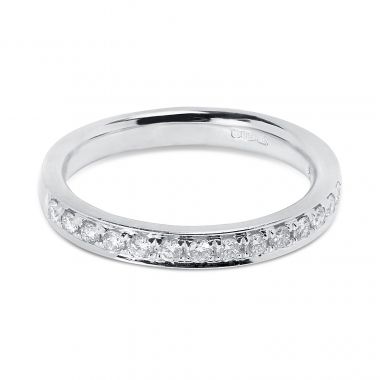 Classic 3mm Pave Setting Half Band Diamond Wedding Ring
