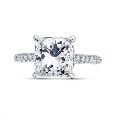 Large Princess Cut Under Halo Lab Grown Diamond Engagement Ring