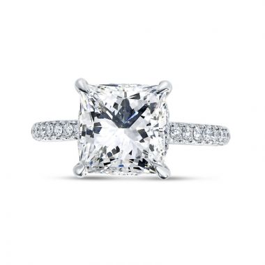 Big Princess Shape Under Halo Diamond Engagement Ring