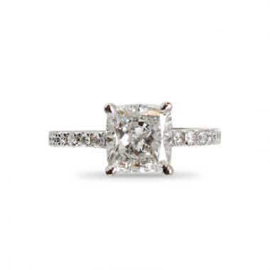 Cushion Cut Micro Setting Diamond Engagement Ring Top View