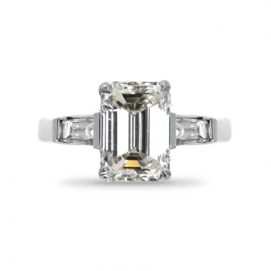 Emerald Cut and Tapered Baguettes Diamond Engagement Ring Top View