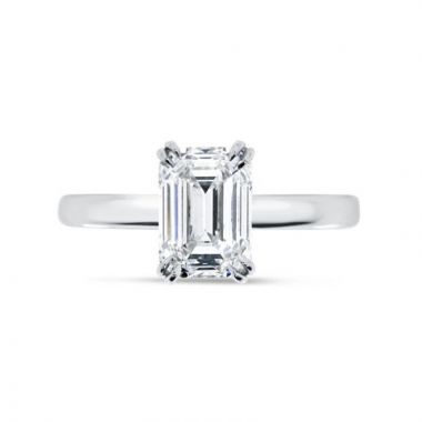 Four Claw Solitaire Emerald Cut Diamond Engagement Ring Top View