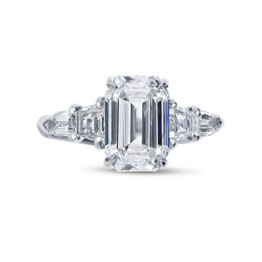 Pear Shape and Tapered Baguettes Diamond Engagement Ring Top View