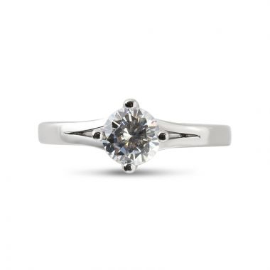 Four Claw North East West South Round Diamond Engagement Ring Top View