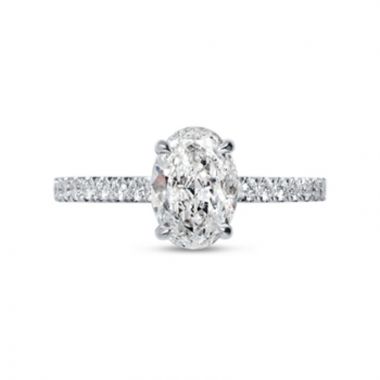 Four Claw Oval Cut Diamond Micro Setting Engagement Ring