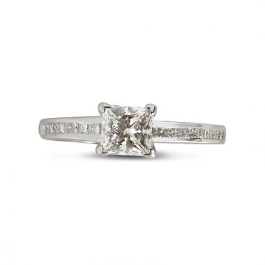 Four Claw Princess Cut Channel Setting Diamond Engagement Ring Top View