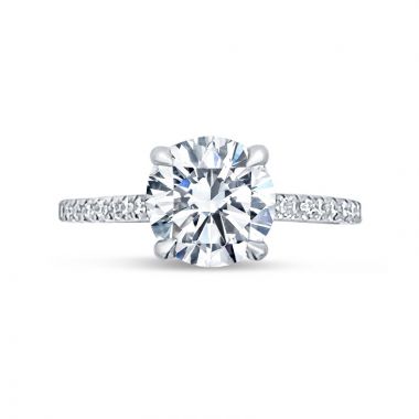 Four Claw Round Cut Claw Setting Diamond Engagement Ring Top View