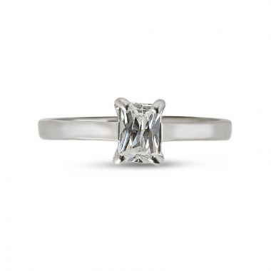 Four Claw Solitaire Emerald Cut Diamond Engagement Ring Top View