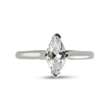 Four Claw Solitaire Marquise Cut Diamond Engagement Ring Top View