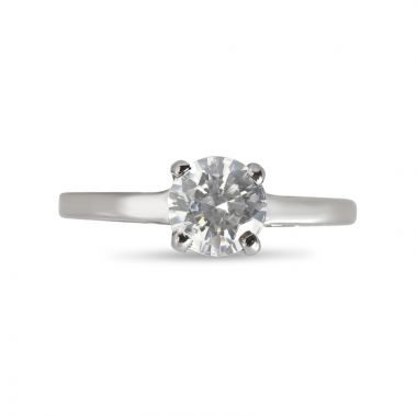 Four Claw Solitaire Plain Straight Band Engagement Ring Top View