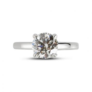 Four claw straight band diamond engagement ring top view