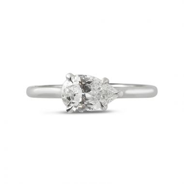 Horizontal Setting Solitaire Pear Diamond Engagement Ring Top View