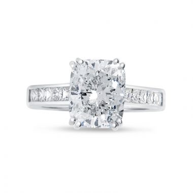 Large Cushion Channel Set Princess Band Diamond Engagement Ring