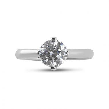 North East West South Four Claw Tapered Solitaire Diamond Engagement Ring top View