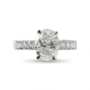 Oval Four Calw Thick Band Diamond Setting Engagement Ring Top View