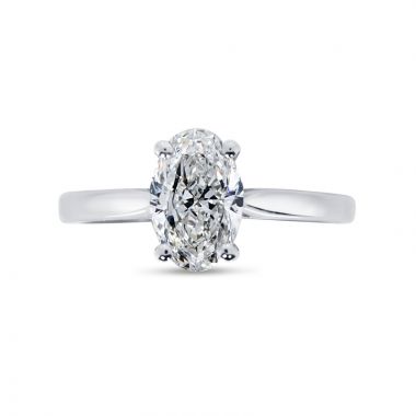 Four Claw Floating Round Cut Solitaire Diamond Engagement Ring Top View